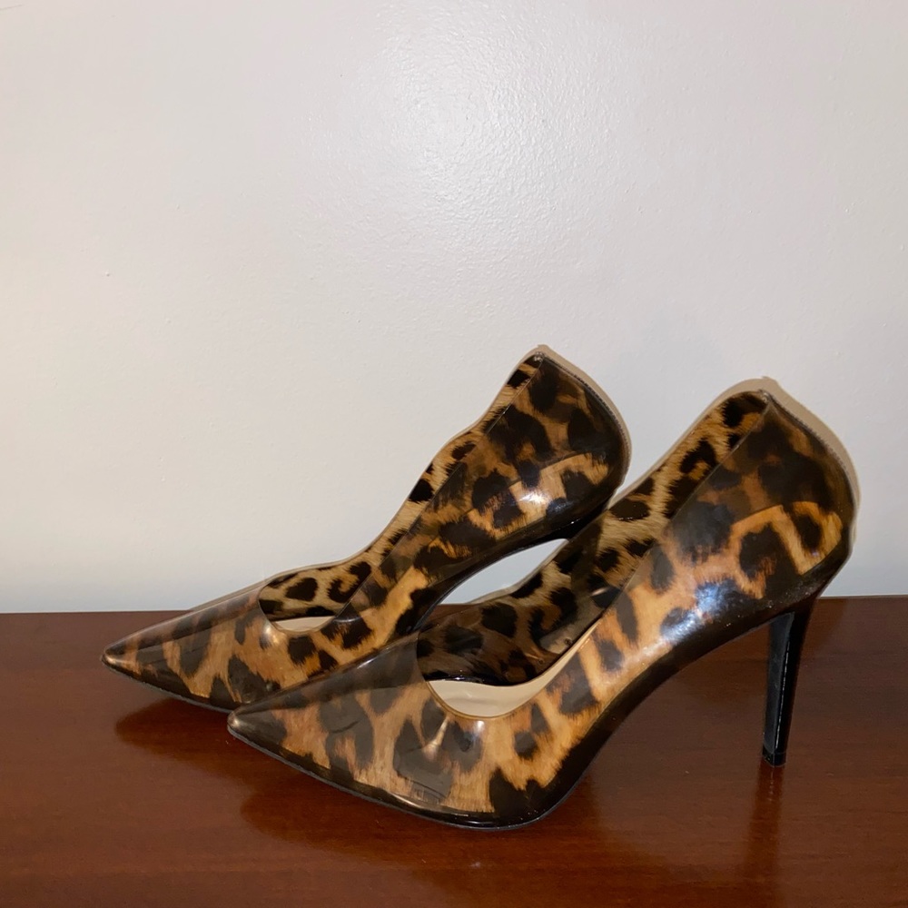 Brand New Wild Diva cheetah print heels. Never worn. See thru material